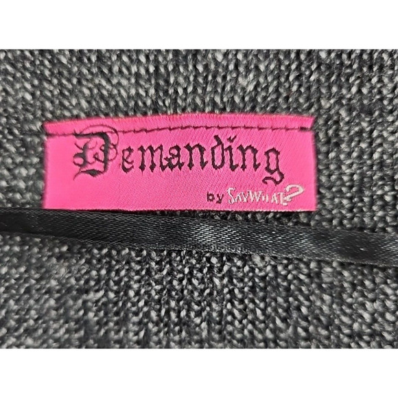 Demanding by Say What Fringe Cardigan Sweater One Size Western Boho Black Grey - Picture 5 of 6